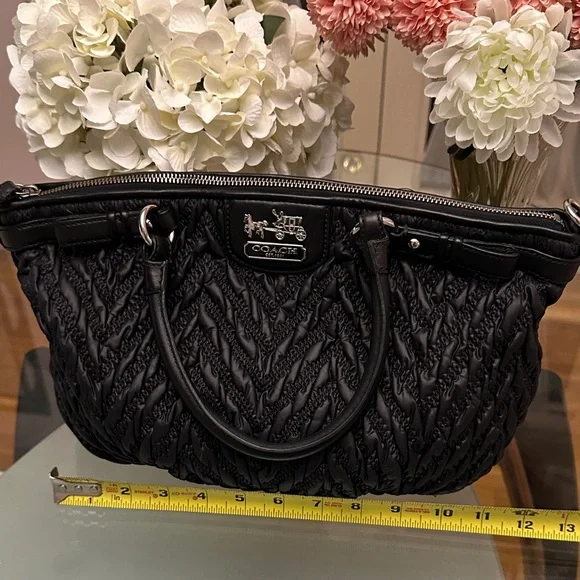 Coach Black Quilted Satchel with Braided Detail - Picture 2 of 16